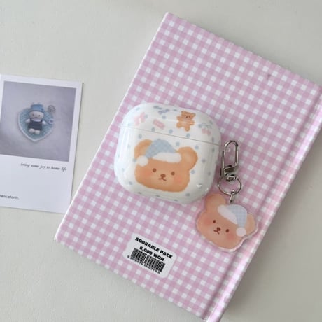 CUTECASE 熊さん Airpods Pro3ケース ギフトにおすすめ Airpods 4/3カバーケース AirpodsPro2/1 キーホルダー付 めっちゃ可愛い CM6373
