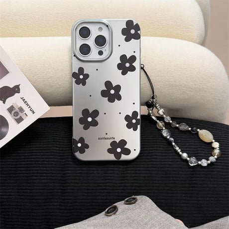 CUTECASE春におすすめ iPhone16pro/16ケース 花柄 宝石ストラップ iphone15pro/14/13proカバー 可愛い 今流行り 丈夫CM5144
