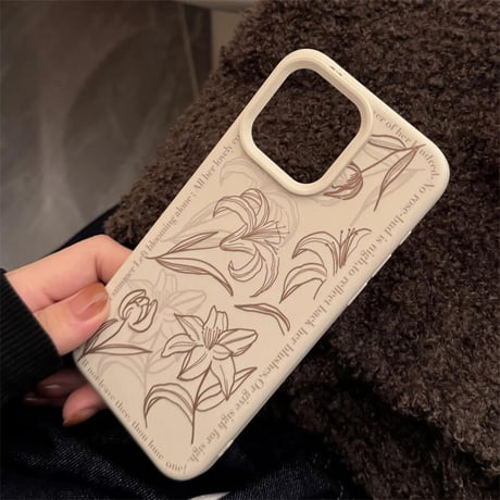 CUTECASE ゆり 花柄 iPhone16Pro/16ケース 高級感 iPhone15Pro/14Promax/13/12カバー エレガント 指紋防止 大人女子必見 CM4825