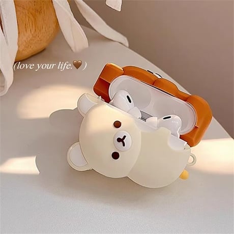 CUTECASE熊ちゃん Airpods４ケース ギフトにおすすめ Airpods3/Pro2ケース airpodsproカバー 大人可愛い シリコンCM5177
