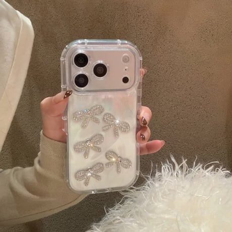 CUTECASE ジュエリーリボンiPhone17Promaxケースツヤ感 iPhone17pro/16/15proカバー 女子力高い かわいいCM5812