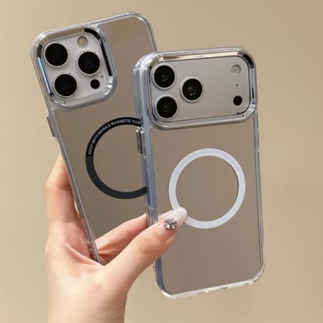 CUTECASE MagSafe対応ミラーiPhone17Promaxケースメッキ シルバー iPhone17Pro/16Promax/15Pro/14Pro/13ケース 頑丈 人気品CM6513