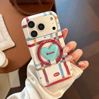 CUTECASE ハート型MagSafeリングスタンド iPhone17Pro/17ケース チェック柄 iPhone16Pro/15/14ケース 可愛い 甘めコーデ CM6359