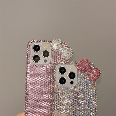 CUTECASEダイヤ iPhone16/16Proケース 可愛すぎるリボンデコ iPhone15Pro/14/13proカバー 華やか キラキラ 高品質 CM4681