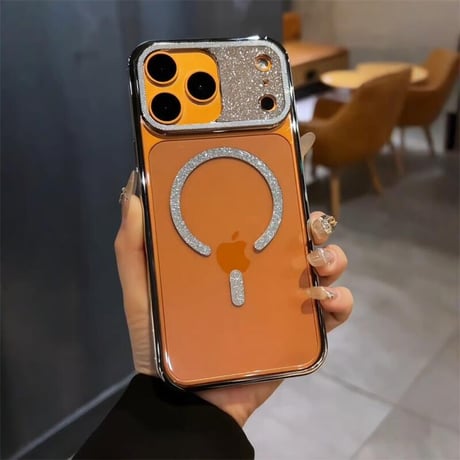 CUTECASEキラキラカメラ枠 iPhone17/17Proケース MagSafe対応 ラメライン iPhone17ProMax/Airケース 耐衝撃 高級感 CM5730