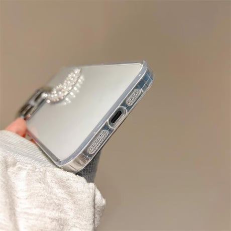 CUTECASEパールハートデコ クリアiPhone16/16eケース 黄ばまないiphone15pro/14/13/SE3カバー シンプル シック 人気CM5120