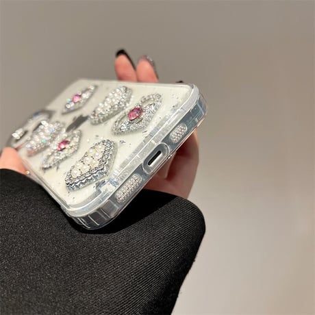 CUTECASEパールジュエリー アイフォン16pro/15ケース ハンドメイド iPhone14/13pro/12カバー 大人可愛い おしゃれ 人気CM5171