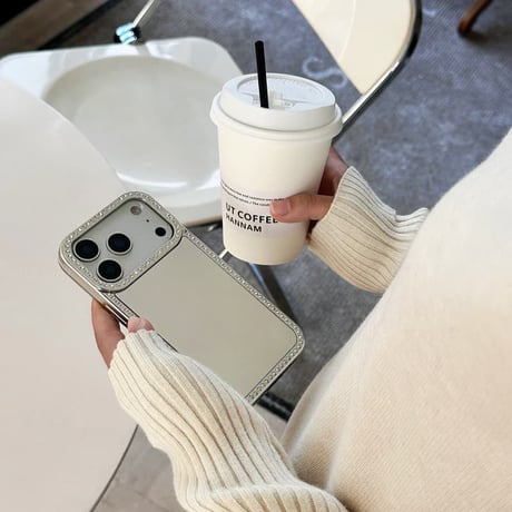 CUTECASE ジュエリーラインミラー iPhone17Pro/17ケース お洒落 iPhone17Promax/16Pro/15カバー メッキ 頑丈 メイク直し鏡 CM5938