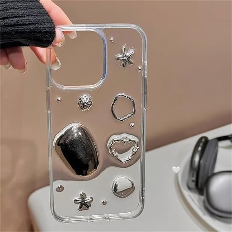 CUTECASEシック デコiPhone15/15proケース クリア アイフォン14/13pro/12ケース かわいい オシャレCM4474