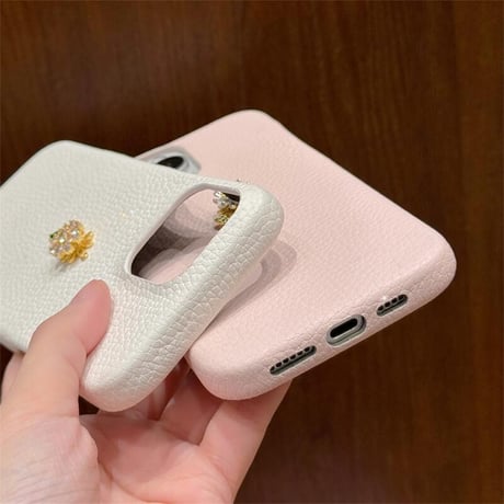 CUTECASE回転可花デコ iPhone16pro/16ケース レザー iPhone15pro/14/13promaxカバー 上品高品質 エレガント CM5413