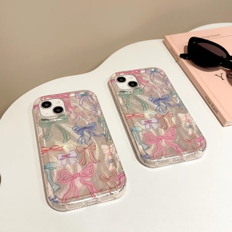 CUTECASEリボン柄 iPhone15/15promaxケース キラキラ iPhone14/13pro/12ケース かわいい 女子力UP CM4061
