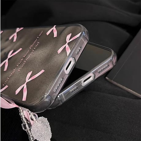 CUTECASEリボン柄 iPhone15/15proケース ラメ入り キラキラレンズフイルム付 iPhone14/13pro/12proケース ストラップ付 丈夫CM4030