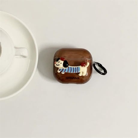 CUTECASEダックスフンド Airpods第四世代ケース リングとストラップ付 AirpodsPro2ケース airpods3カバー かわいい お揃いCM5437