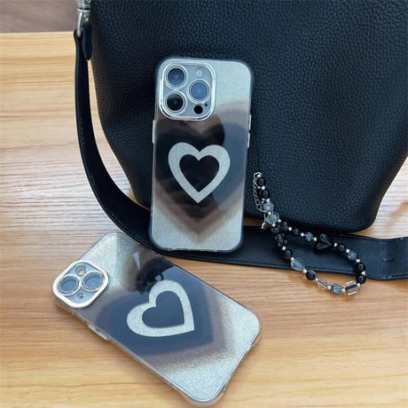 CUTECASEハート柄 iPhone15/15pro/15plusケース ストラップ付 iPhone14/13pro/12ケース 女子力アップ キラキラCM4400