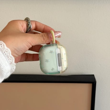 CUTECASE 明るく爽やか Airpods Pro3ケース 花柄 光沢感 Airpods4/3カバー pro2/pro1 リング/キーホルダー 春夏向けCM6228