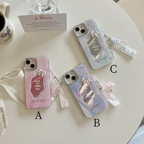 CUTECASE不規則な鏡人気の要素 うねうね 鏡付 iPhone15/15Proケース キラキラグリッター iPhone14/13Pro/12ケース きれい 便利 丈夫 C6020