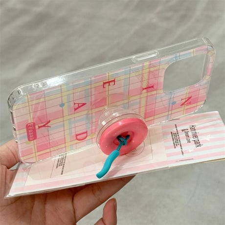 CUTECASE ボタングリップ付 iPhone16/16proケース スタンド機能 アイフォン14/13pro/12ケース ピンク 可愛いCM4575