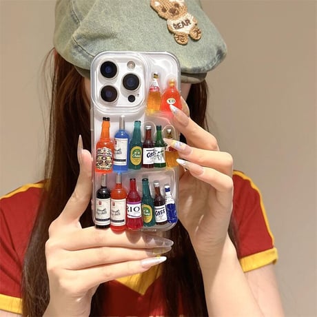 CUTECASE酒ボトル iPhone16/16proケース かわいい iPhone15plus/14pro/13カバー 頑丈個性ファッション CM5401
