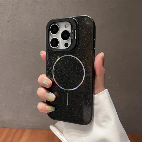 CUTECASEスタンド付 Magsafe充電 iPhone16/16proケース キラキラ光る iPhone15promax/14/13カバー 高級感多機能便利CM5480