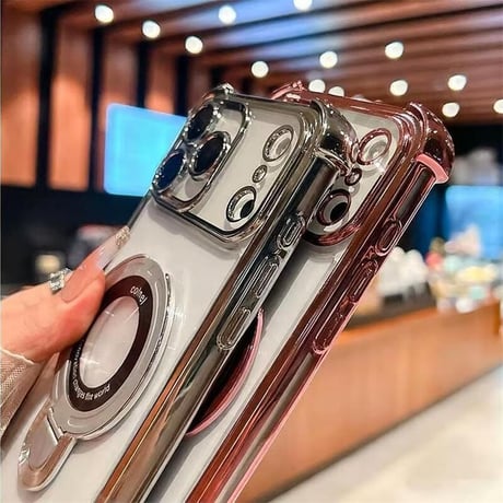 CUTECASE 耐衝撃 iPhone17pro/17promaxケース MagSafeリングスタンド iPhone17/17Airカバー 黄ばまない レンズ保護カバー付CM5683