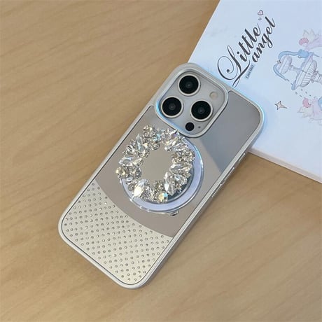 CUTECASE Magsafe充電 ミラーiPhone16Pro/16ケース ダイヤデコ鏡付グリップ iPhone15Pro/14Pro/13ケース 上品 スタンド 高級感 CM5460