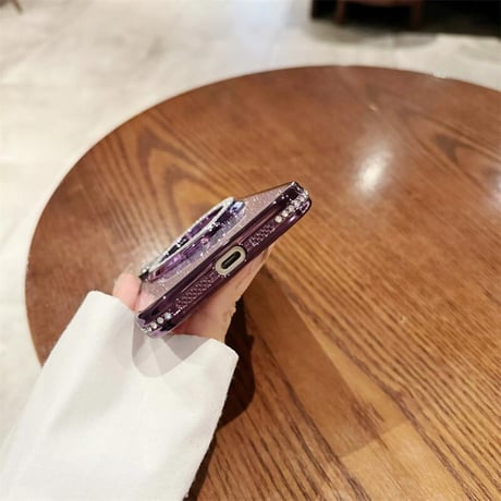 CUTECASE鏡付Magsafeリングスタンド iPhone16/15Proケース ストーン iPhone14/13Proカバー 綺麗 多機能 コスパ最強CM3769
