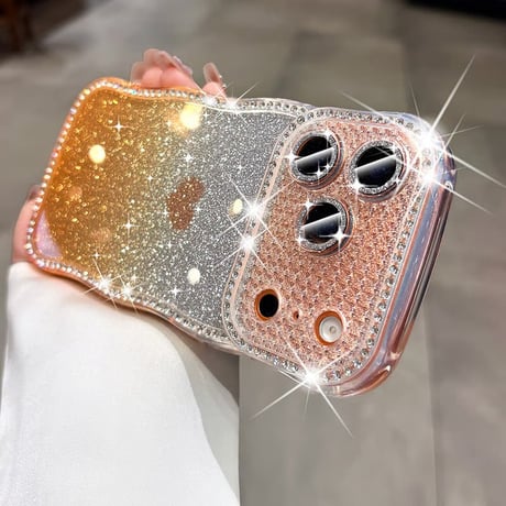 CUTECASEうねうねジュエリーライン iPhone17Promaxケース ハート柄 iPhone17/16/15/14ケース グラデーションカラー レンズ保護CM6325