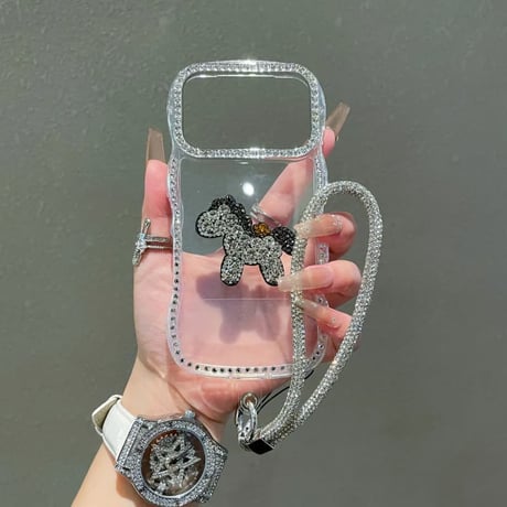 CUTECASE うねうねジュエリーライン iPhone17Pro/17ケース ダイヤストラップ iPhone17Promax/16Pro/15ケース ミラー/クリア お洒落 CM6194