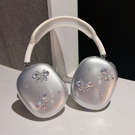 CUTECASEダイヤ蝶/星 AirPodsMax1/2ケース めっちゃ可愛いクリア エアーポッズ マックス専用カバー 軽量頑丈 ギフトに最適CM5230