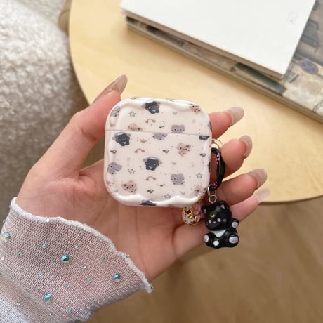 CUTECASE 黒猫ちゃん Airpods Pro3ケース CATキーホルダ Airpods 4/3カバーケース AirpodsPro2/1 かわいい CM6389