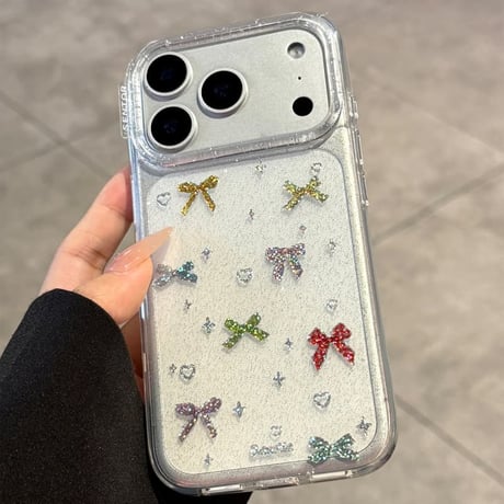 CUTECASE キラキラリボン iPhone17Pro/17ケース ラメ入り iPhone17ProMax/16Pro/15カバー 高級感 ガールズに人気CM5843