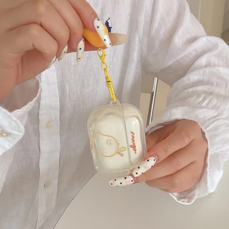 CUTECASE マンゴー AirpodsPro3ケース うねうね Airpodspro3/2/1カバー Airpods第3/2世代 果物キーホルダー 美味しいそうCM6450
