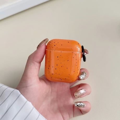 CUTECASE オレンジ AirpodsPro3ケース リング/イヤホンキーホルダー付き エアポッズ4/3 AirpodsPro2/Proカバー 可愛い ギフトにおすすめ CM5777