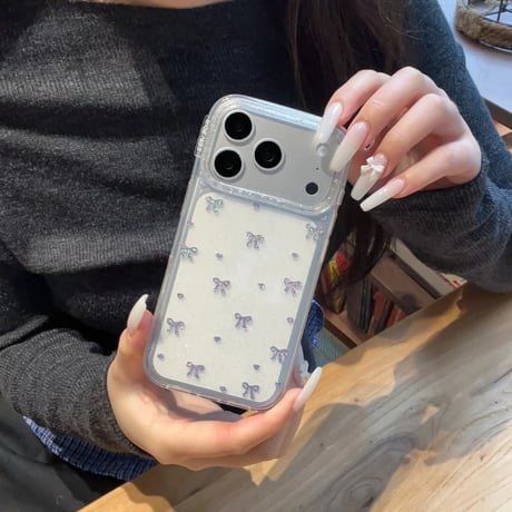 CUTECASE キラキラリボン iPhone17pro/17ケース 甘めコーデ iPhone16promax/15pro/14ケース 女子力高い キラキララメCM6180