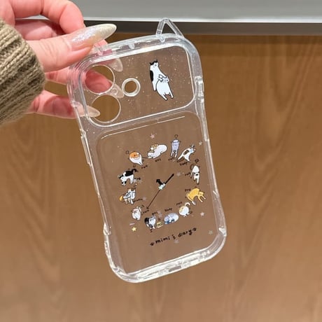 CUTECASE 猫の耳 iPhone17pro/17ケース 猫の日常 iPhone16pro/15ケース カメラカバー キラキラ 可愛いCM5999