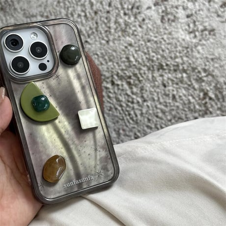 CUTECASE暈し染め iPhone16pro/16promaxケース おしゃれ ストラップ付 iPhone15pro/14promax/13カバー グリップ/宝石デコCM5333