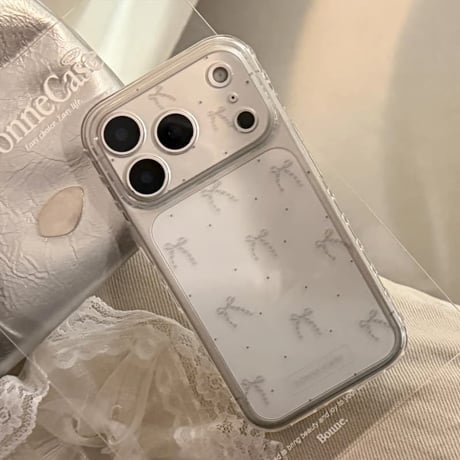 CUTECASE リボン柄 iPhone17Pro/17ケース 透明光沢感 iPhone17ProMax/16Pro/15カバー 女子力高い 使いやすい CM5887