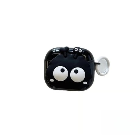 CUTECASEモンスター Airpods第四世代ケース ギフトにおすすめ Airpodspro2/proカバー Airpods3/2 リング付 ブラック 可愛いCM5047