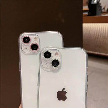 CUTECASE【iPhone15対応】ラメ入り枠 iphone14/13/12promaxカバー キラキラ シンプル オシャレカメラレンズカバー 全面保護 高品質 薄型 黄ばまないCM1877