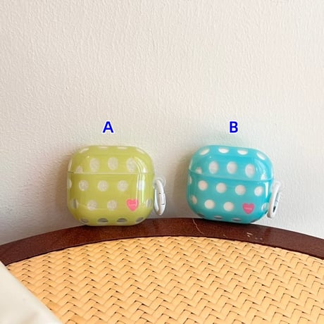 CUTECASE 水玉模様とハート柄 AirpodsPro3ケース 光沢感 Airpods4/3カバー pro2/Pro1ケース 可愛い お揃いコーデにおすすめCM6460