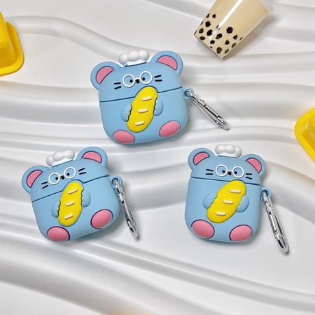 CUTECASE可愛い Airpods3/2ケース ネズミ AirpodsPro2/Pro1カバー リング付 ギフトにおすすめ CM4538