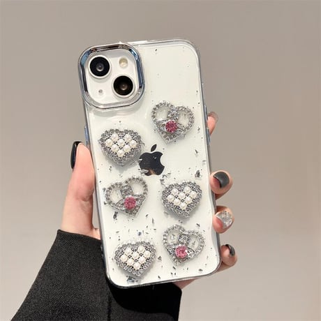 CUTECASEパールジュエリー アイフォン16pro/15ケース ハンドメイド iPhone14/13pro/12カバー 大人可愛い おしゃれ 人気CM5171