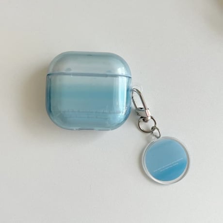 CUTECASE グラデーションブルーカラー Airpods Pro3ケース 光沢感 Airpods 4/3カバーケース AirpodsPro2/1 キーホルダー付き お洒落 CM6163