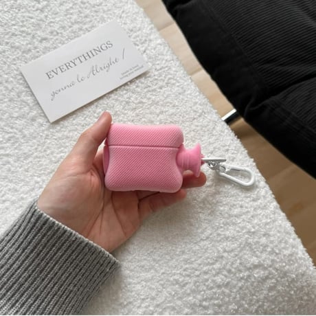 CUTECASE 湯たんぽ AirPods Pro3 ケース ピンク Airpods4/3ケース AirpodsPro2/Pro1カバー キーホルダー付 可愛いアクセサリーCM6011