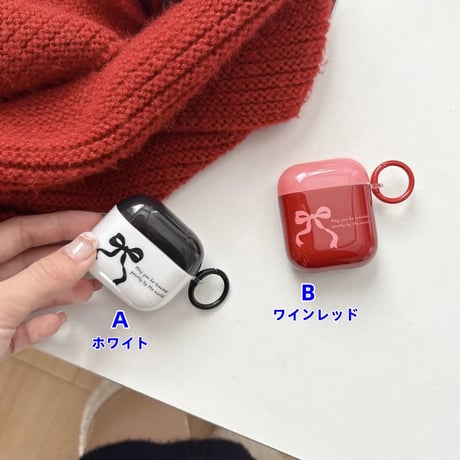 CUTECASEリボン柄 Airpods Pro3ケース 可愛すぎ Airpods4/3カバー pro2/pro1 リング付 韓国っぽ 光沢感CM6084