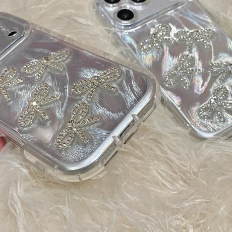 CUTECASE ジュエリーリボンiPhone17Promaxケースツヤ感 iPhone17pro/16/15proカバー 女子力高い かわいいCM5812