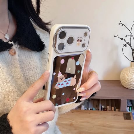 CUTECASE 犬ちゃんミラー iPhone17Pro/17Promaxケース カメラ保護 iPhone16Pro/15Pro/14カバー 可愛い 女子に人気アイテム 頑丈 CM5941