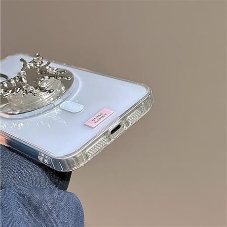 CUTECASEミラー付蝶グリップ iphone16/16proケース Magsafe対応 クリアiphone15pro/14/13proケース 高級感 女子力高い 丈夫CM5060