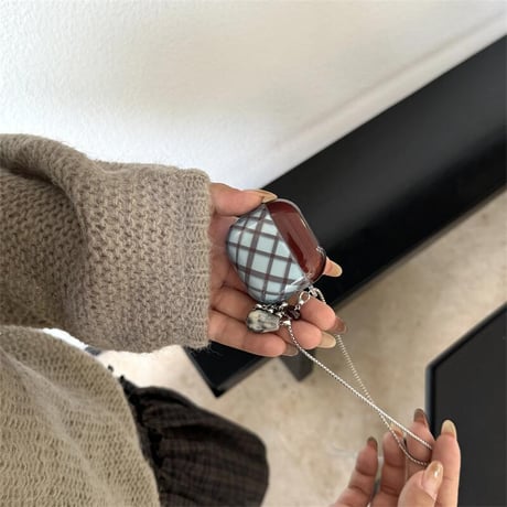 CUTECASE 菱形 Airpods4/Pro第3世代ケース チェーンストラップ/宝石デコ AirpodsPro3/2ケース シック airpods3カバー 可愛い 秋冬ファッション CM5685
