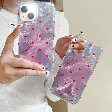 CUTECASE グラデーションカラー iPhone15/16ケース ハート柄 おしゃれ iPhone14pro/13/12proカバー トレンド CM4591